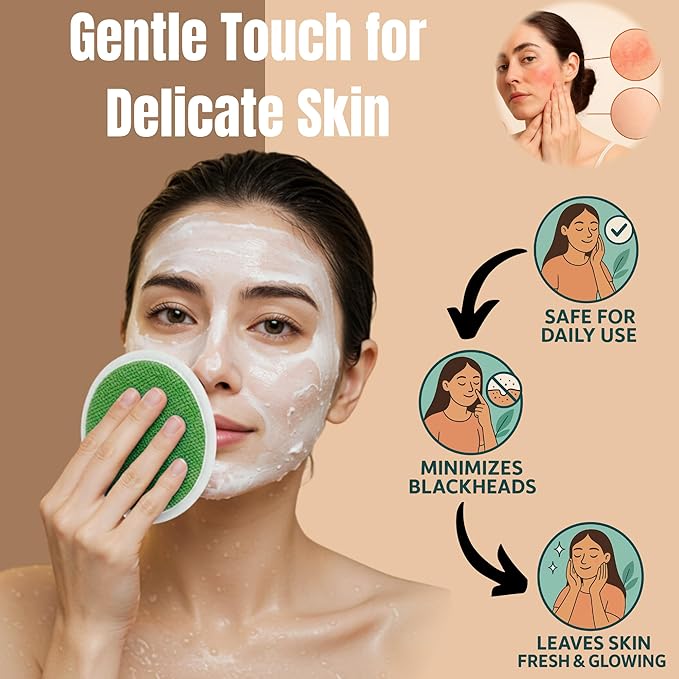 Exfoliating Glove Set (Original) – 3 Pieces Moroccan Hammam Scrub Mitts for Face, Body & Back – Deep Skin Cleansing & Dead Skin Removal – Reusable Spa Exfoliator – Assorted Colors (GREEN)