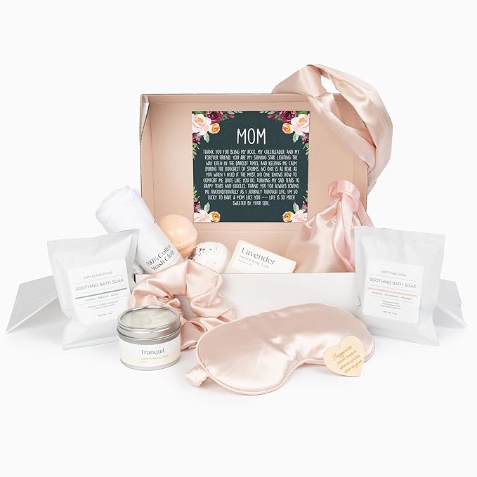 Dear Ava Spa Gifts for Women | Organic Self Care luxury Anti Stress Relaxing Bath and Body Kit Set Basket Box for Her with Heartfelt Card | Premium Spa Gift for Best Mom