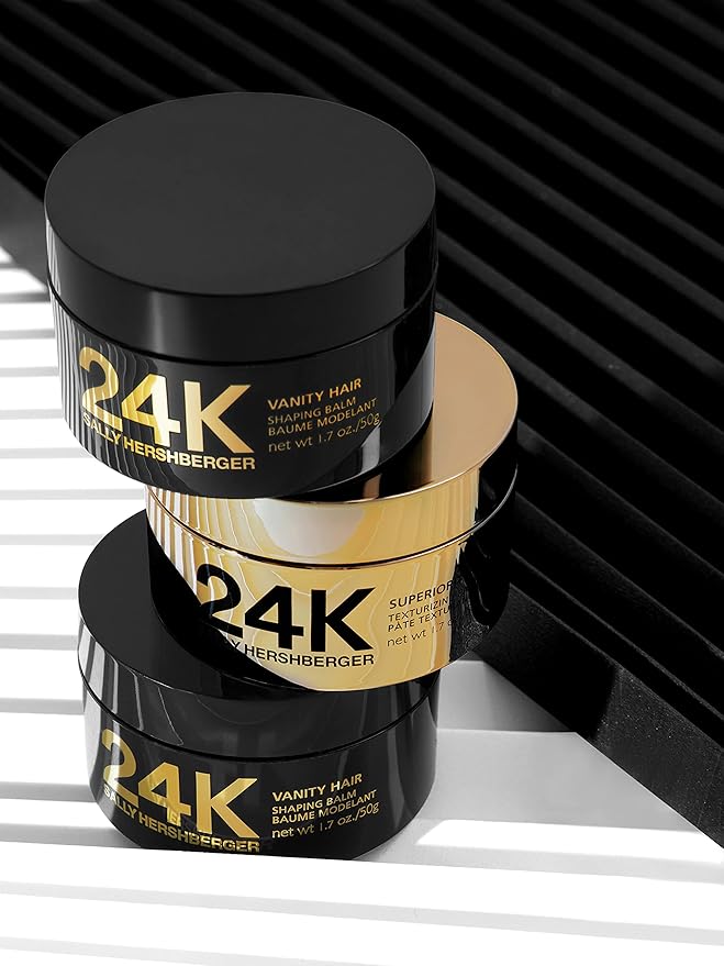 SALLY HERSHBERGER 24K Hair Shaping Balm for Men & Women - Smoothing, Volumizing, Texturizing Pomade For Soft Sleek Shine Finish - Salon Style Hair Styling Product -Flexible Hold -All Hair Types -1.7oz