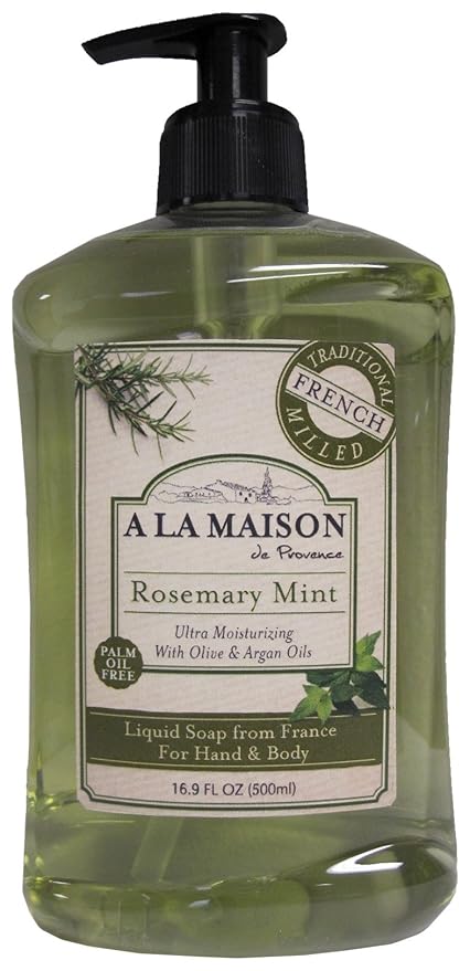A LA MAISON de Provence Liquid Hand Soap | Rosemary Mint Scent | French Milled Moisturizing Natural Hand Soap | in 16.9 oz. Pump Bottles | (3 Pack)