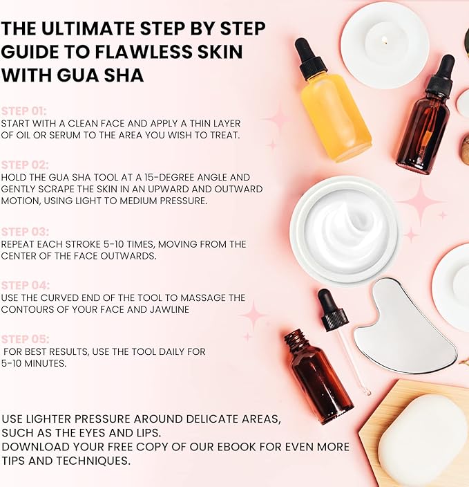 Sacred Healing Premium Stainless Steel Gua Sha Facial Tool – Enhance Beauty, Anti-Aging, Pain Relief, Lymphatic Drainage – Ideal for Home and Professional Use- Metal Gua Sha