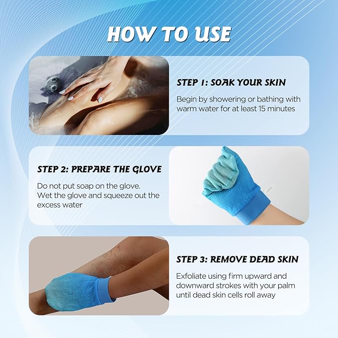 LOTTA Dreamy-Glow Deep Exfoliating Glove - Vegan Dead Skin Removal Body Scrub Mitt Bath Washcloth for Women Shower Exfoliation (Ocean Breeze)