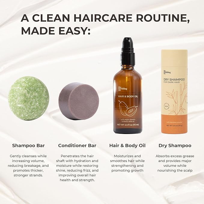 The Earthling Co. Shampoo & Conditioner Bar Set - Promote Hair Growth, Strengthen & Volumize All Types - Paraben & Sulfate Free Formula With Natural Ingredients for Dry Hair (Citrus Sun)