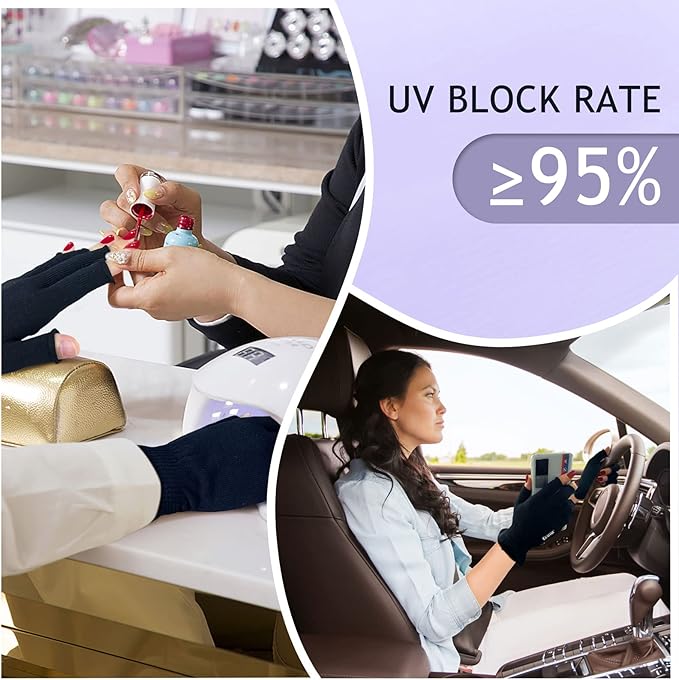 MIG4U 3 Pairs Fingerless Moisturizing Gloves, Half Finger Touchscreen Beauty Glove for SPA, Eczema, Dry Hands, Skin Treatment, Summer Sun UV Protection (L/XL, Black-3pairs)