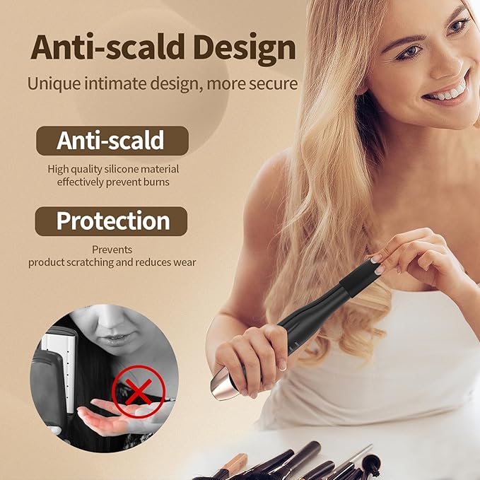 Mini Cordless Hair Straightener Portable Straight Curl Dual Purpose Hair Straightening Irons Fast Heating Hair Care with 3 Temperature Settings and Auto Shut-Off Hair Styling Tools for Women (Black)