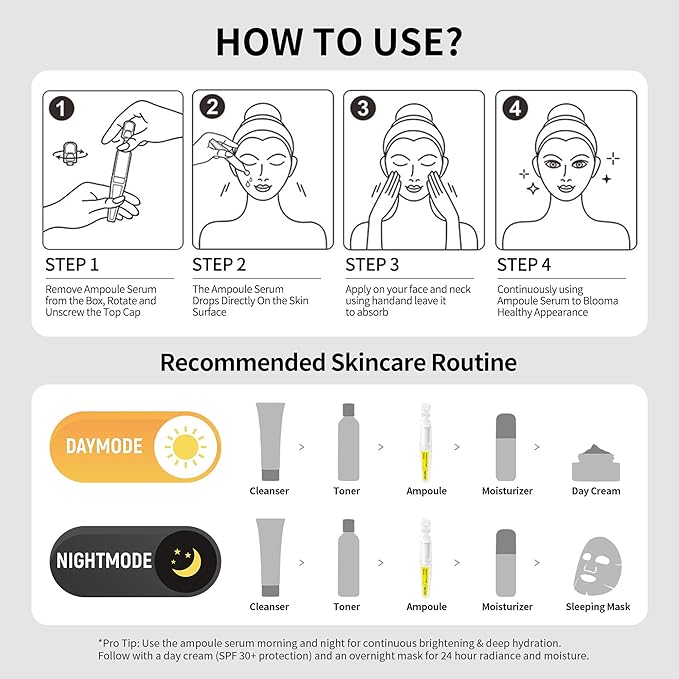 Vitamin C Face Serum with Glutathione, Hyaluronic Acid & Aloe Vera – Lightweight Brightening & Hydrating Ampoule for Daily Skincare, Dark Spots, Sensitive Skin Friendly - (1.0 ml)*30 Vials