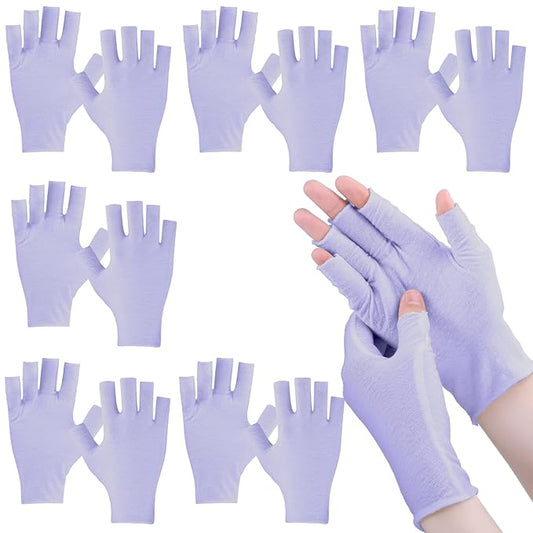 Geyoga 6 Pairs Fingerless Moisturizing Gloves Eczema Cotton Gloves for Adults Half Finger Touchscreen Lotion Overnight Dry Hands for Women Sleeping(Mauve)