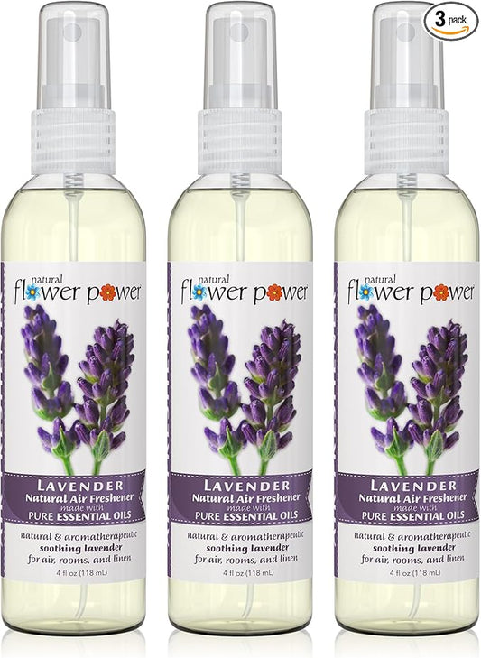 Air Freshener Spray - Odor Eliminator with Essential Oils for the Home, Car & Fabric - Cruelty Free & Vegan - 3 Pack - Lavender - 3 x 4 oz