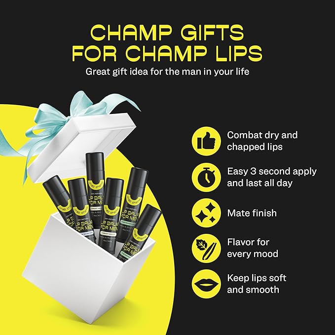 Lip Balm for Men - All Natural Mens Chapstick - Mens Lip Balm - Contains Vitamin E and Beeswax - Chapstick for Men - Peppermint, Coconut & Vanilla Lip Balm - 6 Pack Lip Balm Men