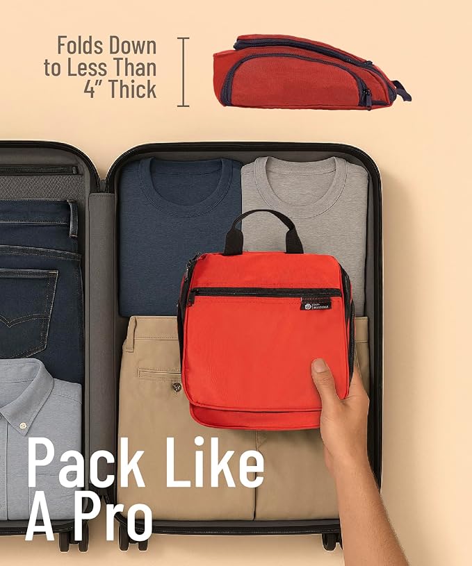 D&D Hanging Travel Toiletry Bag for Men and Women – Large Cosmetics, Makeup and Toiletries Organizer Kit with 10 Compartments, YKK Zippers, XXL Metal Swivel Hook, Water-Resistant Nylon