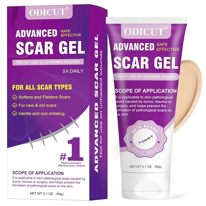 Silicone Scar Gel - 16.5% Complex Active Repair Scar Cream, 2.1 oz for Stretch Marks & Surgical Scar Treatment, Keloid Care for All Skin Types. Effective on New & Old Scars, Pregnancy, Keloids-Purple