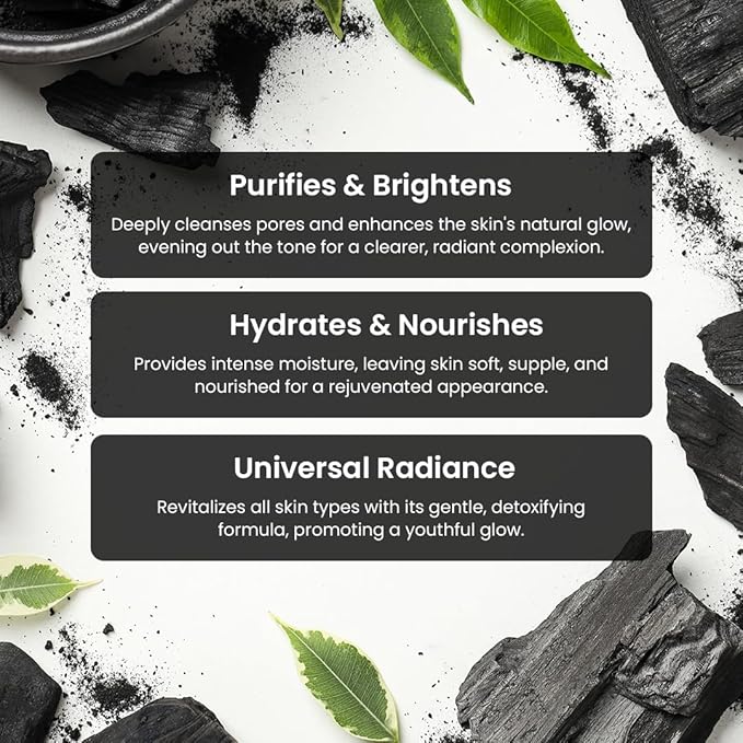 DetoxGlow Activated Charcoal Face Mask | With Mulberry Extract, Niacinamide, Kokum Butter & Vitamin E | Deep Cleansing & Brightening | Hydrates & Nourishes Skin | For All Skin Types - 3.38 Oz