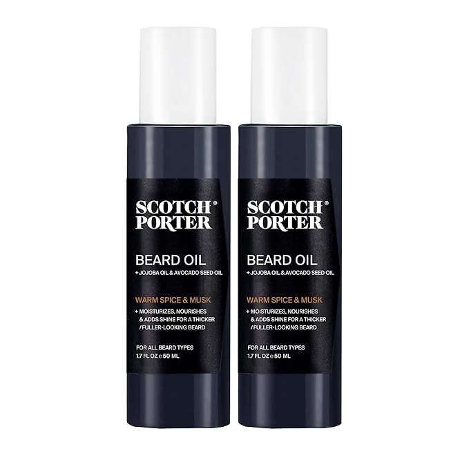 Scotch Porter Smoothing Beard Oil – Nourishing Oil Seals in Moisture & Smooths Flyaways for a Frizz-Free, Fuller/Healthier-Looking Beard with All-Day Shine – Original Scent, 1.7 oz. - 2 Pack