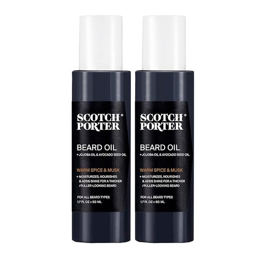 Scotch Porter Smoothing Beard Oil – Nourishing Oil Seals in Moisture & Smooths Flyaways for a Frizz-Free, Fuller/Healthier-Looking Beard with All-Day Shine – Original Scent, 1.7 oz. - 2 Pack
