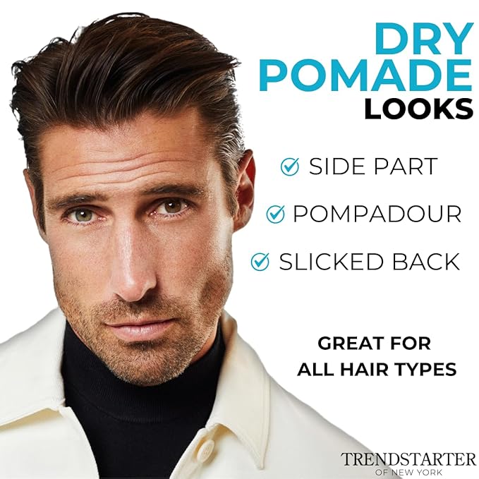 TRENDSTARTER - DRY POMADE (4oz) (PACK of 2) - Firm Hold - Low Shine - Water-Based Gel Type Pomade - All-Day Hold Premium Hair Styling Products