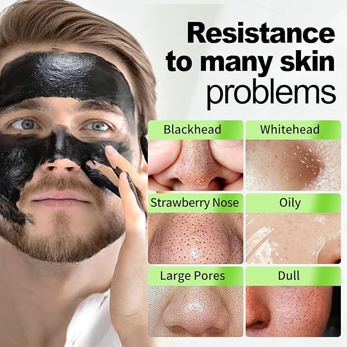 JVR Peel Off Face Mask, Blackhead Remover Mask for Men, Charcoal Peel Off Black Mask, Facial Mask Purifying and Deep Cleansing for All Skin Types 2.12 OZ