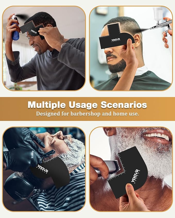 2PCS Barber Accessories for Haircut & Beard Lineup, Enhancement Card for Barbers & Beginners, Essential Shaping Tool for Beard Trimmer Hair Clipper Hair Fiber Enhancements Barber Spray, T-shaped