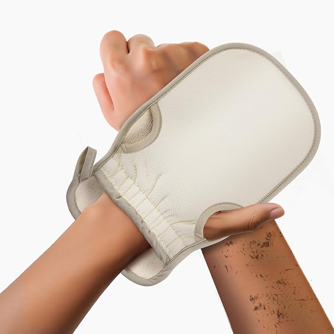 Exfoliating Glove (Original) Machine Washable Newly Upgraded With Thumb Holes Korean Body Scrubber 100% Vegan Viscose Exfoliating Mitt for Dead Skin Removal, Keratosis Pilaris & Self-Tan Prep