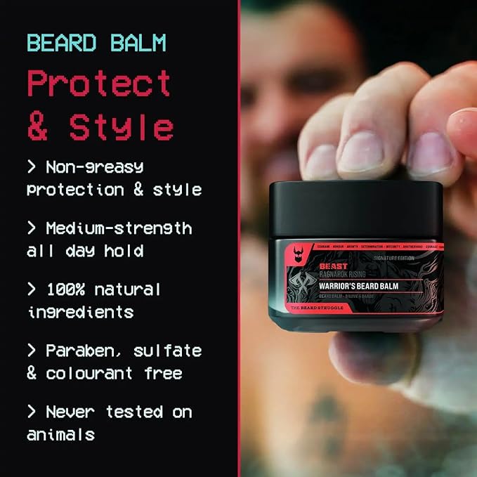 The Beard Struggle Eddie Hall Beast Line Beard Balm – Ragnarok Rising Warrior’s Edition – Tame, Style & Condition Beard – Medium Hold, Non-Greasy, Natural Ingredients