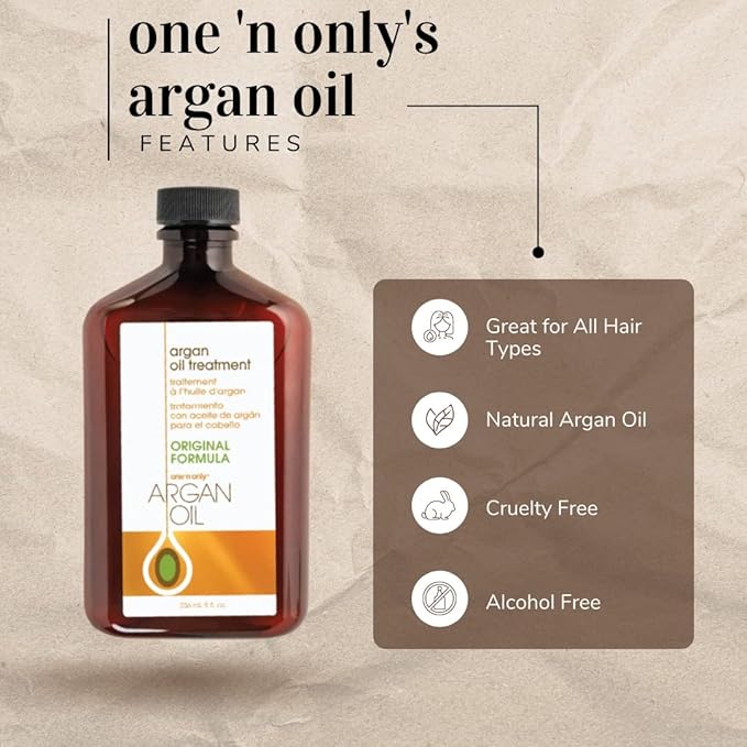 One n Only Argan Oil Hair Treatment - Lightweight & Hydrating Hair Oil for Natural, Wigs & Extensions - Shine Enhancing, Heat Protectant & Frizz Control (3.4 oz)
