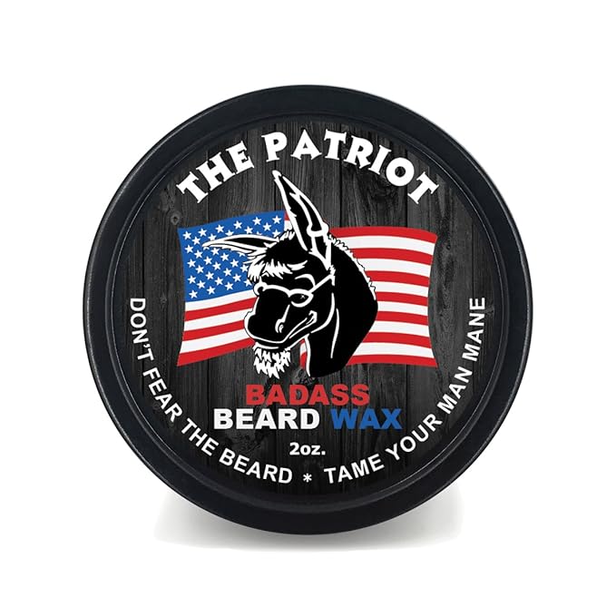 Badass Beard Care Beard Wax For Men - The Patriot, 2 oz - Softens Beard Hair, Leaves Your Beard Looking and Feeling More Dense