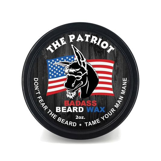 Badass Beard Care Beard Wax For Men - The Patriot, 2 oz - Softens Beard Hair, Leaves Your Beard Looking and Feeling More Dense