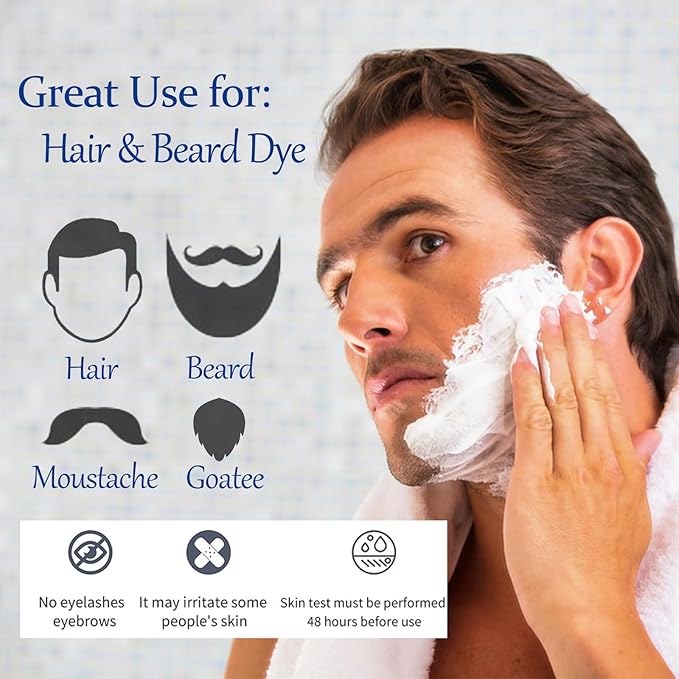 Men's 3 in 1 Black Beard Dye Shampoo, Simpler Color for Men's Beard & Mustaches, Long Lasting Gray Reducing 200 ml