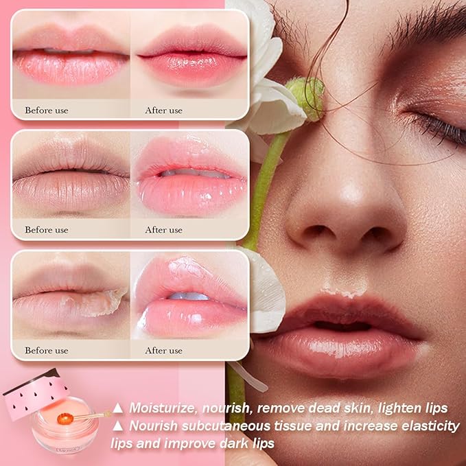 Watermelon Lip Balm, Honey Strawberry Apple Watermelon Lip Mask Overnight, Moisturizing Lip Sleeping Mask, Day & Night Lip Care - Hydrate Repair Prevent Dry (Watermelon）