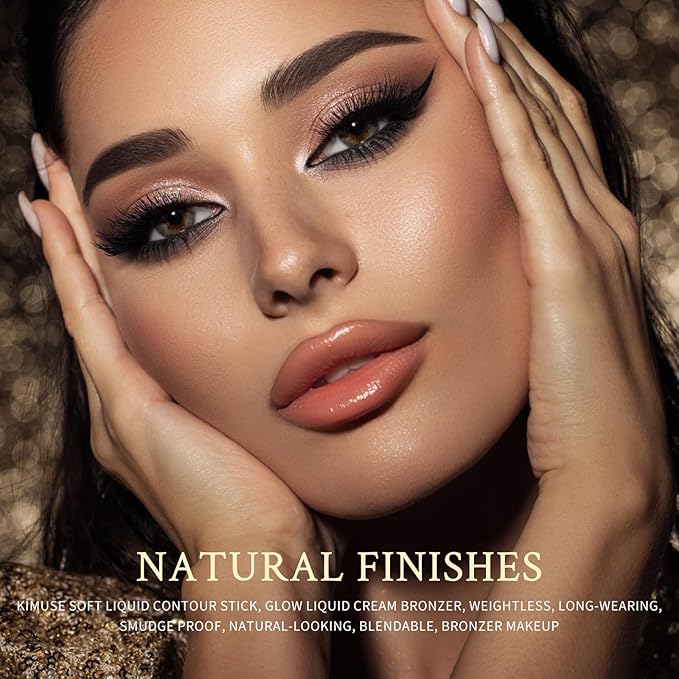 KIMUSE Soft Liquid Contour Stick, Glow Liquid Cream Bronzer, Weightless, Long-Wearing, Smudge Proof, Natural-Looking, Blendable, Bronzer Makeup