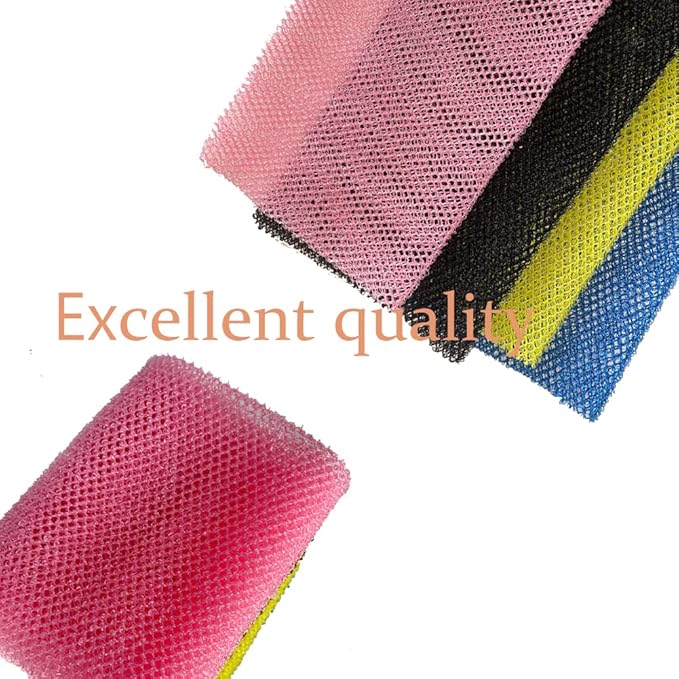 4 Pack Bath Sponge Net, Body Scrubber,African Exfoliating Net for Shower,11.8 inch X31.5 Inch Long Shower Net (Pink&Blue&Yellow&Black)…