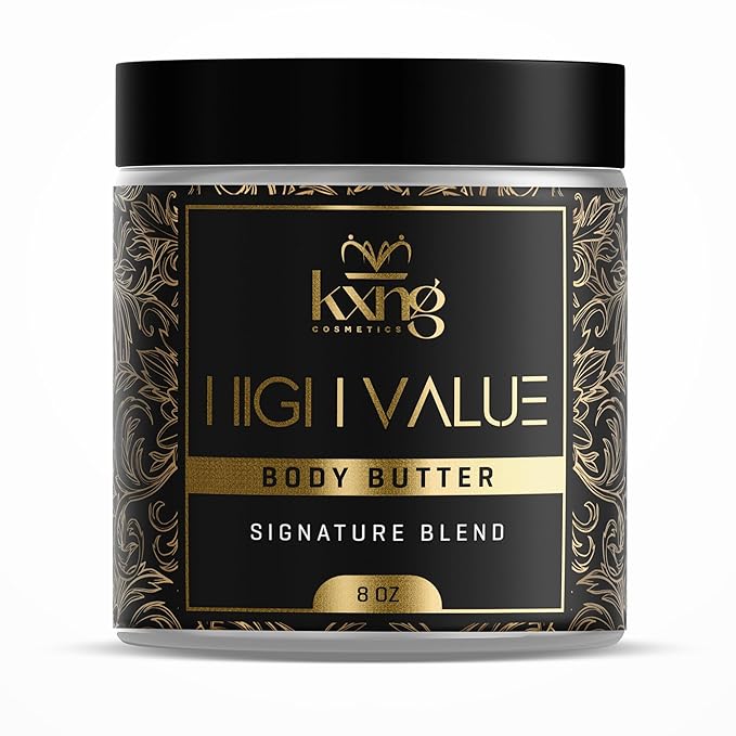 KXNG Cosmetics, Body Butter, Organic Skin Care for Men and Women, Body Moisturizer Lotions and Creams, Raw Shea Butter, Cocoa Butter, Mango, Coconut Oil, Hand, Foot, All Skin Types (High Value XL)