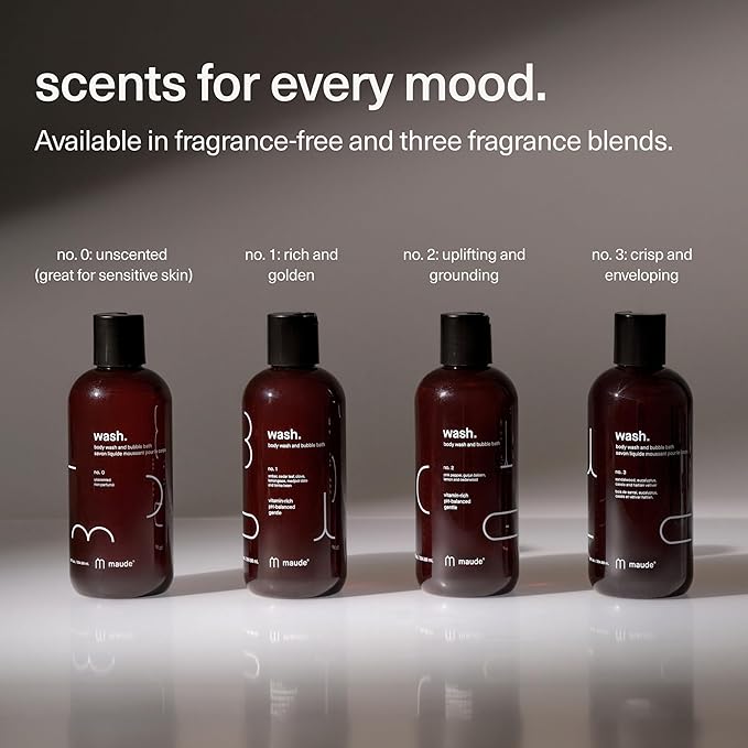 Maude Wash No. 2 - pH Balanced Moisturizing Body Wash & Bubble Bath - With Vitamin C & E for Whole-Body Skin & Feminine Care - Skin-Softening Shower Gel - Pink Pepper, Lemon & Cedarwood (12 fl oz)