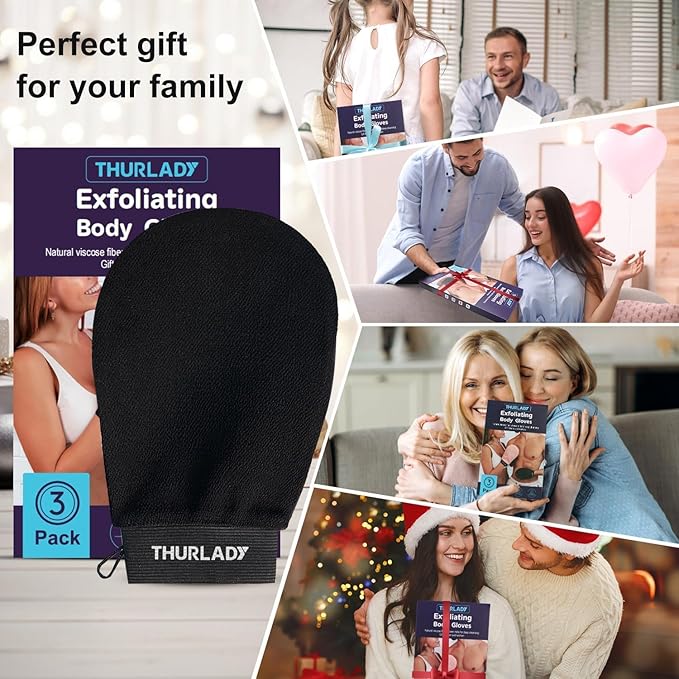 Korean Exfoliating Mitt, Deep Exfoliating Glove, 3pc Body Exfoliator Glove, Exfoliator Body Scrubber, Bath Shower Scrub Gloves, Self Tan Remover, Smooth Skin, Keratosis Pilaris Removal