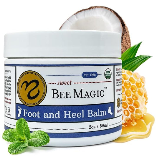 Sweet Bee Naturals Organic All Natural Foot and Heel Balm 2 OZ Jar. For Dry and Cracked Feet Repair. Organic Salve Moisturizer for Heel Care & Callus Treatment. Made in USA. 1 Jar (2 OZ)