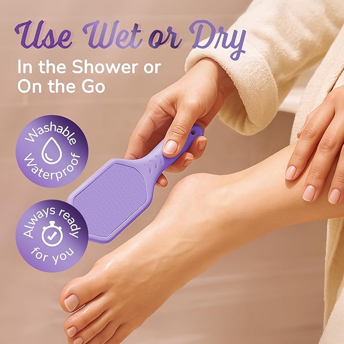 Silicone Foot Callus Remover - Nano Glass Foot File for Dead Skin and Cracked Heels - Callus Remover for Feet & Hard Skin - Ergonomic Foot Scrubber & Exfoliator for Soft, Smooth Feet - Purple