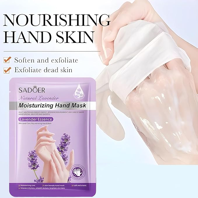 Chicwe 6 Pairs of Hand Masks Moisturizing Glove, Hydrating Hand Masks for Dry Peeling Hands, Exfoliating Collagen Gloves for Smooth Hands (Lavender)