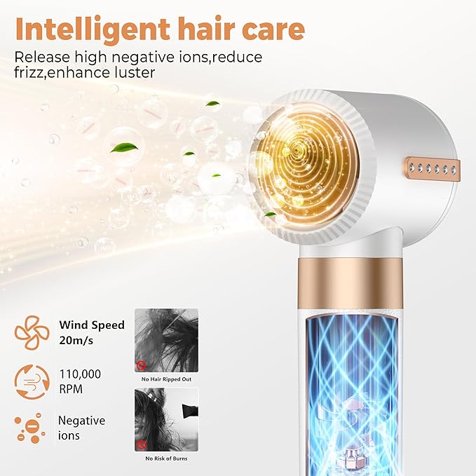 7 in ONE Hair Dryer Brush, Powerful Blow Dryer Brush with Auto- Wrap Curler, Detachable Fast Drying, Volumizing, Curling, Straightening, Ionic Hair Dryer with Diffuser, Hair Styling Tools 100-120V