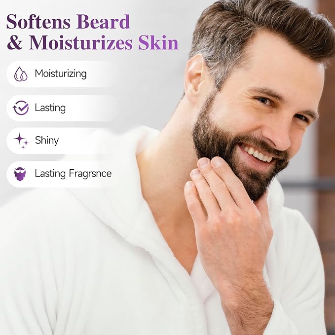 5% Concentration Biotin Beard Balm for Men & Conditioning Beard Wax - Made with Castor Oil Natural and Organic Ingredients - Hydrates & Thickens Facial Hair Growth- 2 Ounce Tin (Passionate Sunset)