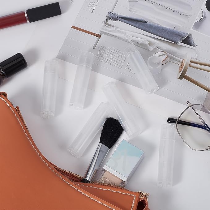 NICENEEDED 15 Pcs Lip Balm Tubes, Empty DIY Lipstick Tubes, Refillable 5g Lip Balm Containers Plastic Lip Gloss Tubes Deodorant Containers with White Caps Twist Tubes for making Gifts, Travel