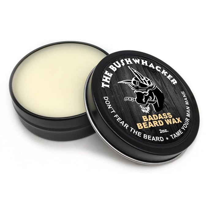 Badass Beard Care Beard Wax For Men - The Bushwhacker Scent, 2 oz - Softens Beard Hair, Leaves Your Beard Looking and Feeling More Dense