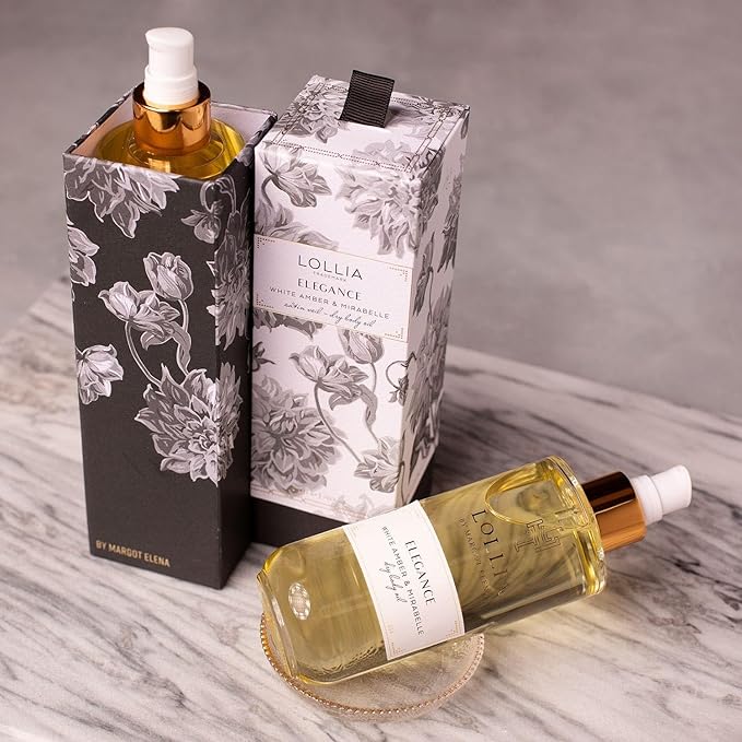 LOLLIA Elegance Dry Body Oil - White Amber and Mirabelle for Women - 6.8 oz Oil
