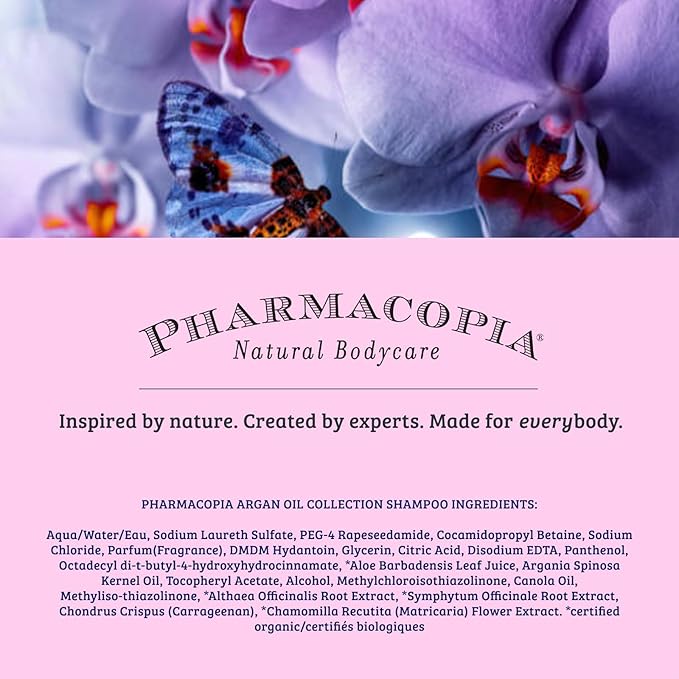 Pharmacopia Hotel Argan Oil Shampoo – Natural Hair Care with Plant Based & Organic Ingredients - Aloe Vera wtih Green Tea and Melon Essence - Vegan, Cruelty Free, No Paraben, 16.2 oz