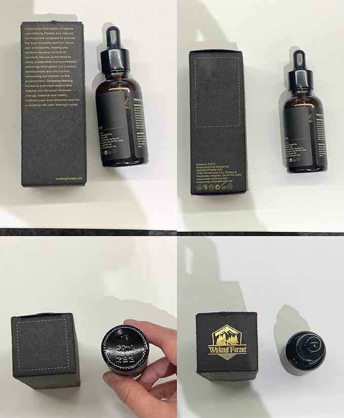 Waking Forest Beard Oil - Beard Oil for Men Thicker Beard with Vitamin E, Rosemary, Castor Mustache Oil for Black Men, Softens & Strengthens Beard Care Oil (Sandalwood, 1oz)