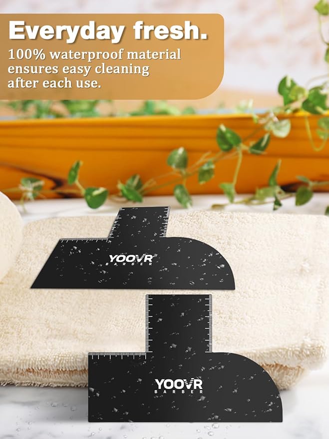 2PCS Barber Accessories for Haircut & Beard Lineup, Enhancement Card for Barbers & Beginners, Essential Shaping Tool for Beard Trimmer Hair Clipper Hair Fiber Enhancements Barber Spray, T-shaped