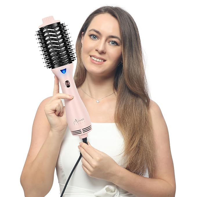 Hair Dryer Brush, Aima Beauty One Step Hair Dryer and Styler Volumizer with Negative Ion for Reducing Frizz and Static, Hair Styling Tools, Pink