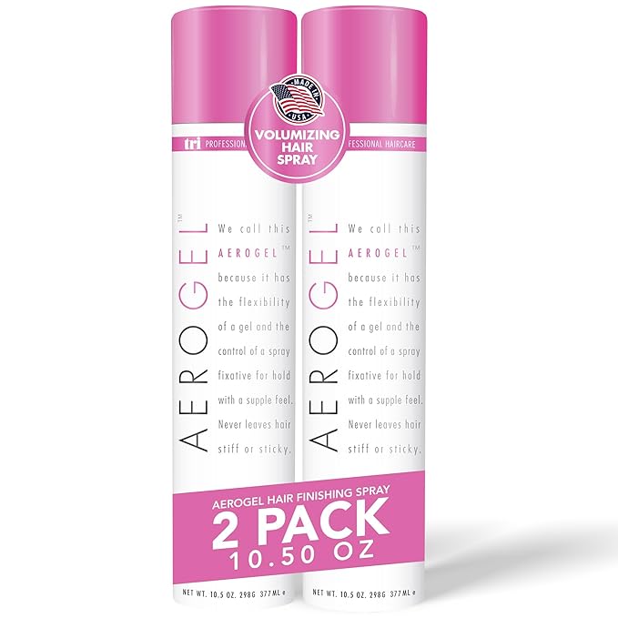 TRIDESIGN Aerogel Hairspray - Strong Hold Hair Finishing Spray for Volumizing & Control, Flexible Styling for All Hair Types, Non-Sticky and Scented - For Women and Men - Pack of 2 (10.5 Oz)