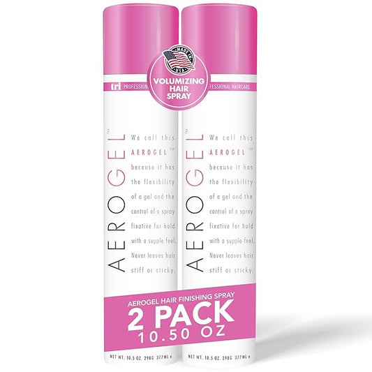 TRIDESIGN Aerogel Hairspray - Strong Hold Hair Finishing Spray for Volumizing & Control, Flexible Styling for All Hair Types, Non-Sticky and Scented - For Women and Men - Pack of 2 (10.5 Oz)