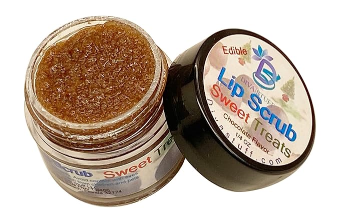 Diva Stuff Ultra Hydrating Lip Scrub for Soft Lips, Gentle Exfoliation, Moisturizer & Conditioner, ¼ oz - Made in the USA (Holiday Sweet Treats)