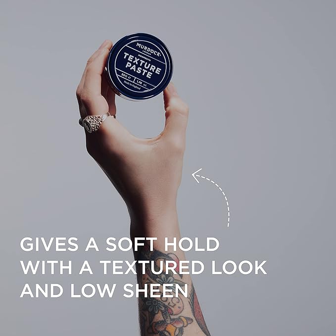 Murdock London Texture Paste – Soft Hold, Low Sheen Hair Paste for Men + Rough Textured Finish Without Grease – Lightweight Styling Cream for Short to Medium Hair (1.76 fl. oz.)