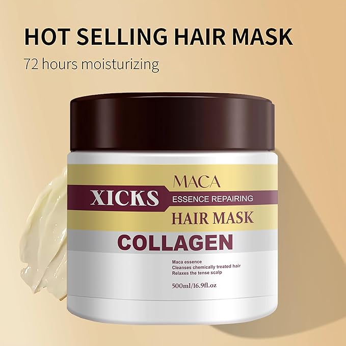 Professional Hair Treatment Set with Caviar Peptide Volumizing Shampoo, Maca Collagen Repair Mask and Maca Essence Oil -Dandruff Treatment，Controls Oil, Soothes Scalp for Dry Damaged All Hair Types